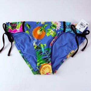 Bar iii Bikini Bottom Womens Small Blue Multi Citrus Summer Spritz Floral NWT